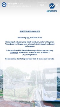 TransJakarta Tidak Dapat Melayani Pelanggan 30 Agustus 2025